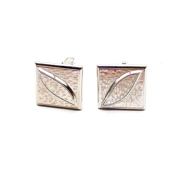 Vintage Foster Square Cuff Links, Brushed Silver Tone Mod Mid Century, Dapper - Picture 1 of 2